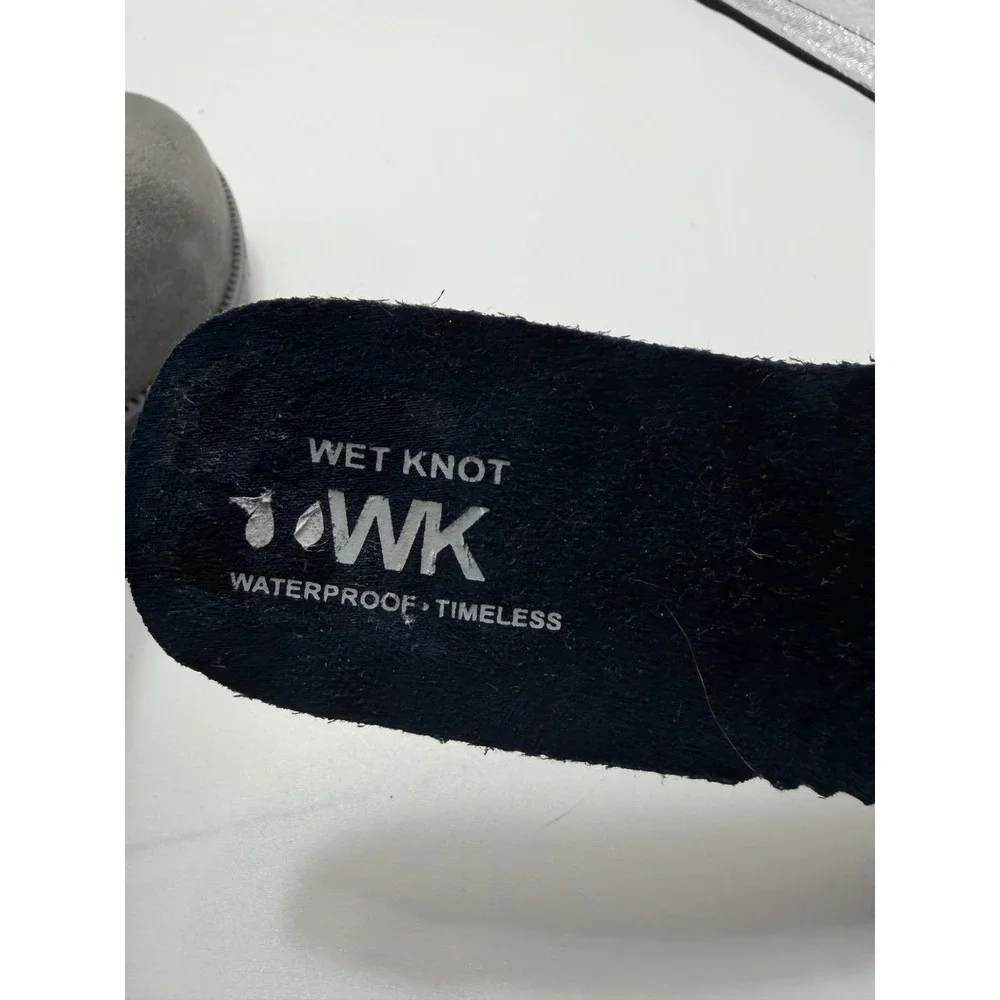 Wet Knot WK Waterproof Gray Suede Flocked Chelsea Ankle Rain Boots Womens 7